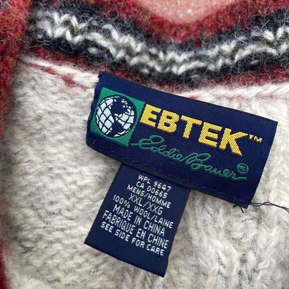Eddie Bauer White and Brown Patterned Sweater - Picture 4 of 4
